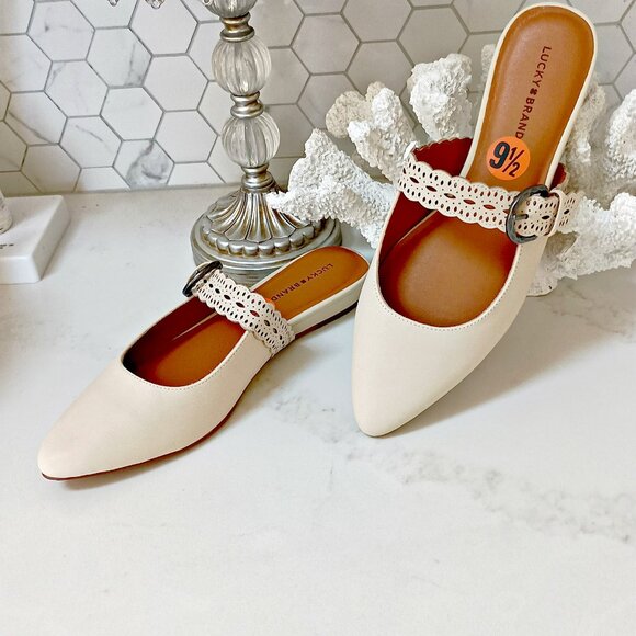 NEW! LUCKY BRAND NICONA MULE SLIDE VANILLA LEATHER - Picture 1 of 5